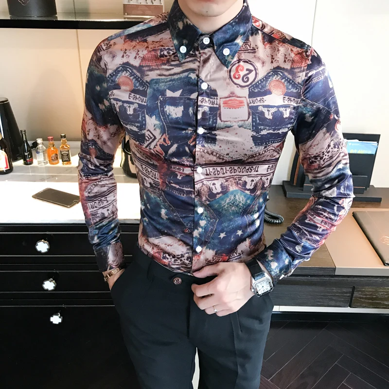 men shirt CS807-P65 Korean club printed shirt sleeve shirt slim metrosexual man fall 97 polyester / 3 spandex
men shirt CS807-P65 Korean club printed shirt sleeve shirt slim metrosexual man fall 97 polyester / 3 spandex