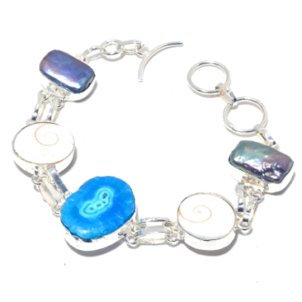 Solar Quarts,Shiva Eye,Biwa Pearls Bracelet Silver Overlay over Copper, 19.7cm , B3827
Solar Quarts,Shiva Eye,Biwa Pearls Bracelet Silver Overlay over Copper, 19.7cm , B3827