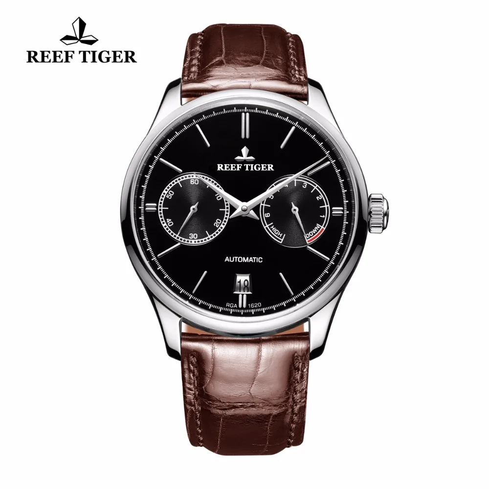 

Reef Tiger/RT Elegant Business Mens Watch Automatic Steel Watch with Calendar Small Seconds Power Reserve RGA1620