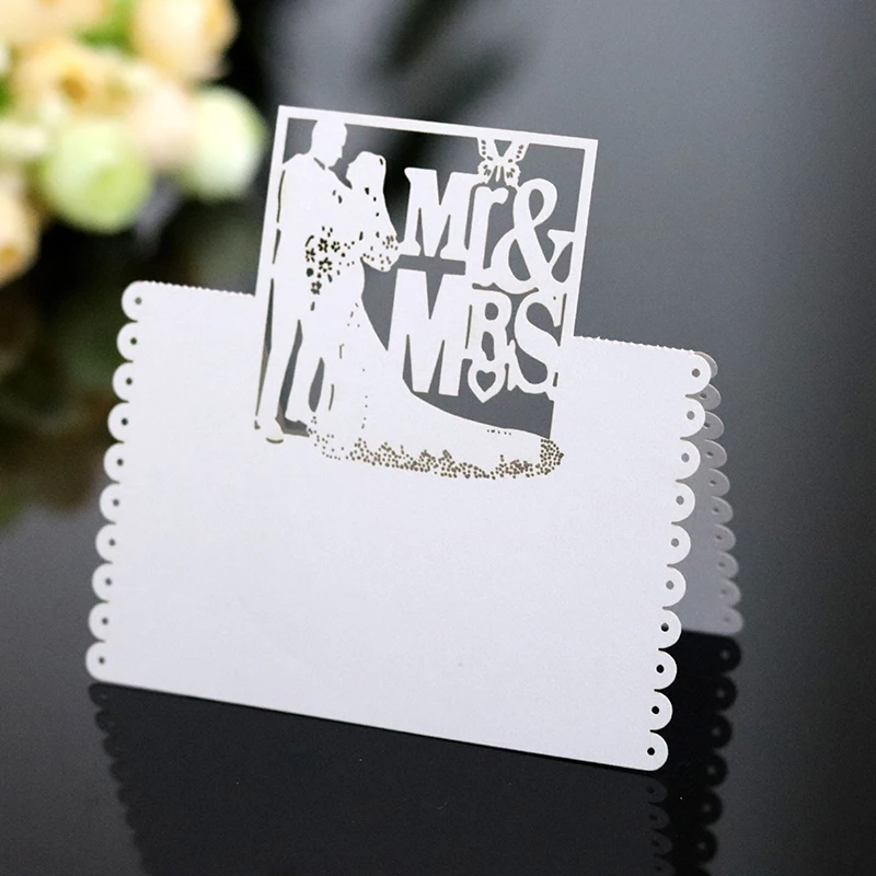 50pcs Laser Cut Bride and Groom Table Name Place Card MR&MRS Guest Message Setting Blank Card Wedding Event Party Favor Supplies
50pcs Laser Cut Bride and Groom Table Name Place Card MR&MRS Guest Message Setting Blank Card Wedding Event Party Favor Supplies