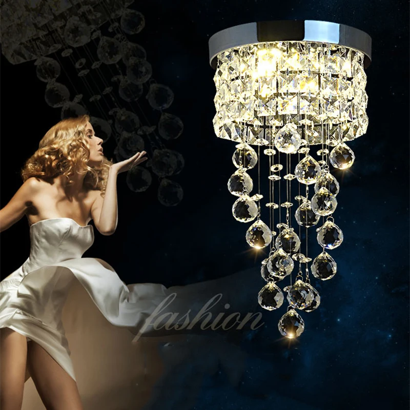European modern LED crystal aisle lights living room hallway entrance balcony hotel hanging spiral staircase small ceiling lamp
European modern LED crystal aisle lights living room hallway entrance balcony hotel hanging spiral staircase small ceiling lamp