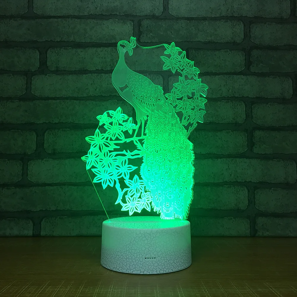 3D Cartoon Peacork LED RGB Night Light 7 Color Change Desk Light Action Figures 260 Boys Girls Christmas Toys
3D Cartoon Peacork LED RGB Night Light 7 Color Change Desk Light Action Figures 260 Boys Girls Christmas Toys