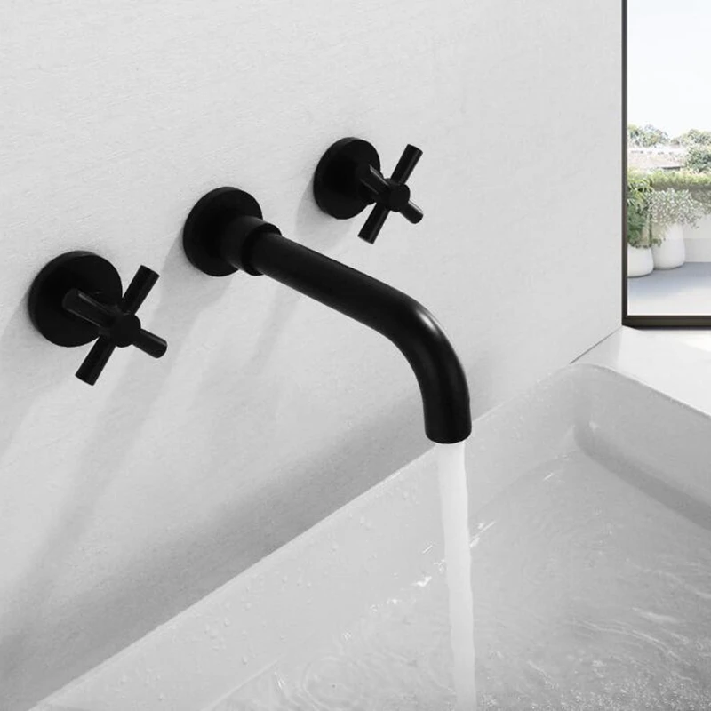 Wall Mounted Basin Sink Mixer Tap Hot Cold Crane Wall Faucets Dual Handle 3 hole Black Bathroom Faucet ELK907
Wall Mounted Basin Sink Mixer Tap Hot Cold Crane Wall Faucets Dual Handle 3 hole Black Bathroom Faucet ELK907