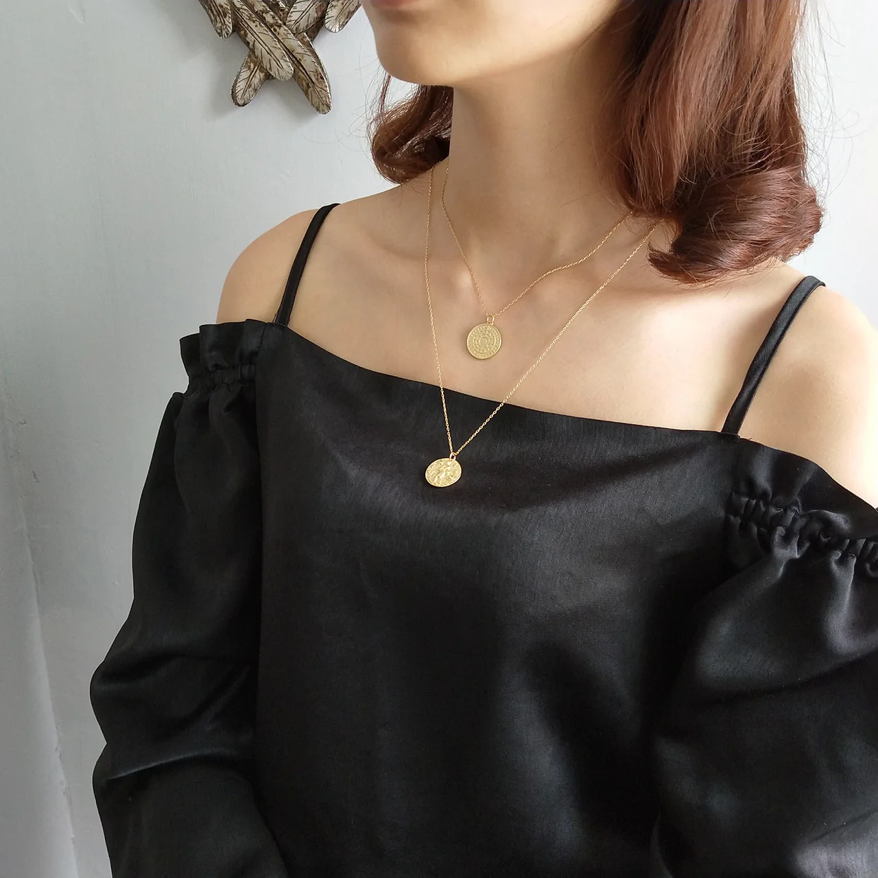 925 Sterling Silver Baroque Aquarius Pendant Necklace Gold Round Anaglyph Constellation for Women Anniversary Jewelry | Украшения и