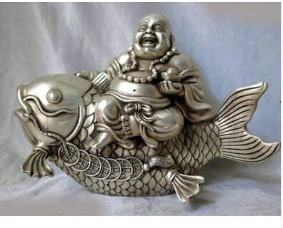 8 " China Silver mano de obra fina tallada lucky money happy buddha on Fish Statue copper decoration bronze factory Pure Brass
8 " China Silver mano de obra fina tallada lucky money happy buddha on Fish Statue copper decoration bronze factory Pure Brass