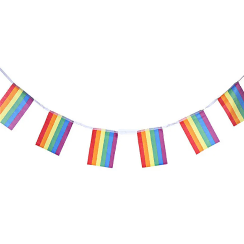 20pcs Rainbow Flag Strings Colorful Peace Flags Banner Pride Lesbian Gay Right Parade Hanging Bunting | Дом и сад