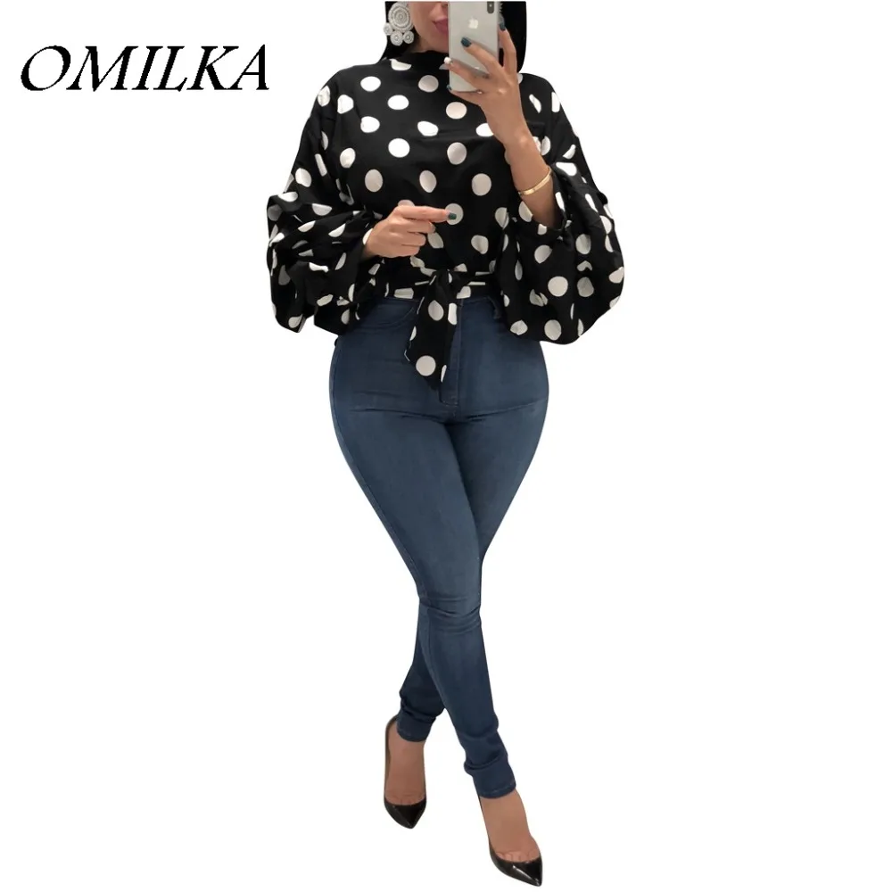 Женская футболка в горошек OMILKA, черно-белая или красная Свободная Повседневная футболка с круглым вырезом и рукавами-фонариками, лето 2019
Женская футболка в горошек OMILKA, черно-белая или красная Свободная Повседневная футболка с круглым вырезом и рукавами-фонариками, лето 2019