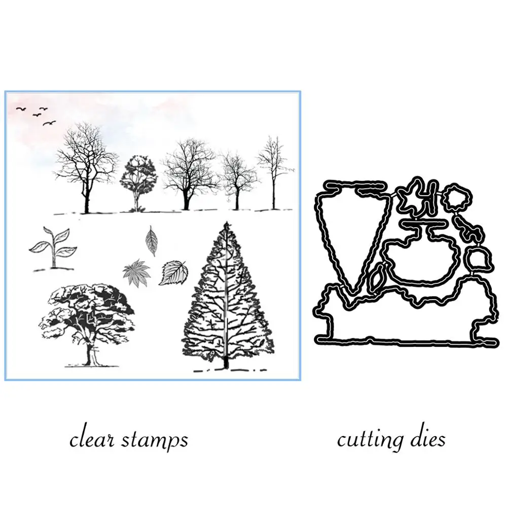 AZSG Sapling Trees Leaves Bird Cutting Dies Clear Stamps For Scrapbooking DIY Clip Art /Card Making Decoration Stamps Crafts
AZSG Sapling Trees Leaves Bird Cutting Dies Clear Stamps For Scrapbooking DIY Clip Art /Card Making Decoration Stamps Crafts