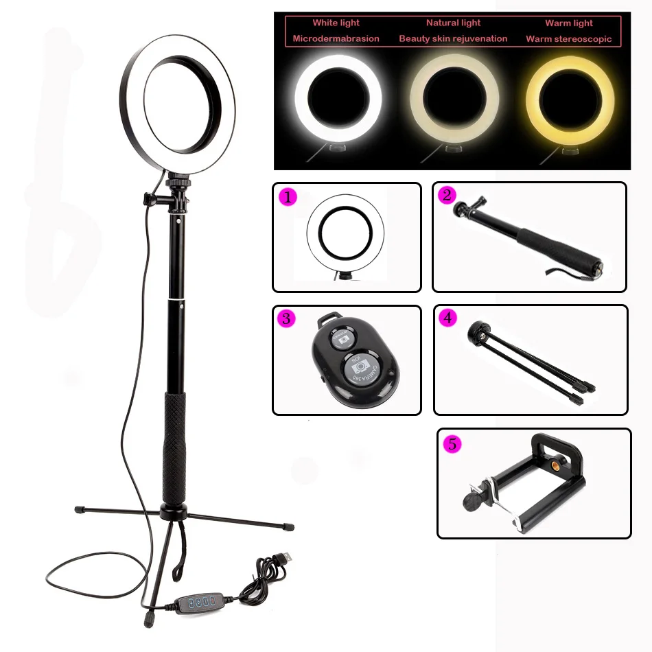 Dimmable LED Studio Camera Ring Light Photography Lighting Phone Video Light Lamp + Tripods Selfie Stick Ring Table Fill Light
Dimmable LED Studio Camera Ring Light Photography Lighting Phone Video Light Lamp + Tripods Selfie Stick Ring Table Fill Light