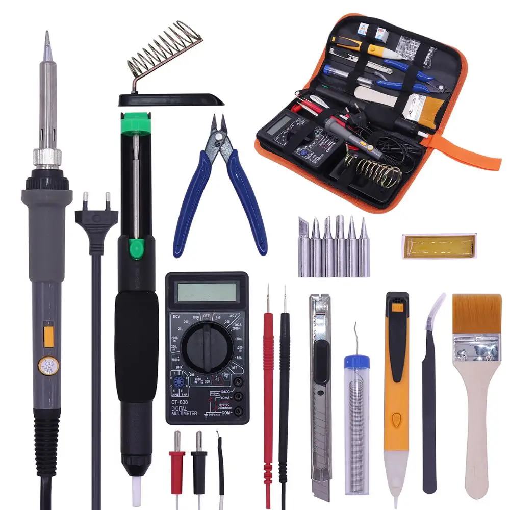 PJLSW Temperature Electric Switch type solder Kit 110V 220V 60W Soldering Iron kit With Multimeter Desoldeirng Pump Welding Tool
PJLSW Temperature Electric Switch type solder Kit 110V 220V 60W Soldering Iron kit With Multimeter Desoldeirng Pump Welding Tool