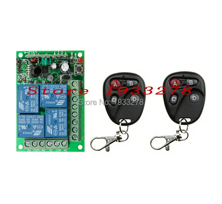Беспроводной DC 12V 10A 4CH дистанционный переключатель приемник и 2 передатчика с 4