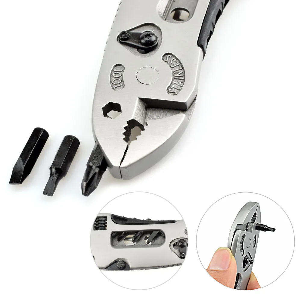 

NEWACALOX Multitool Pliers Pocket Knife Screwdriver Set Kit Adjustable Wrench Jaw Spanner Repair Survival Hand Multi Tools Mini