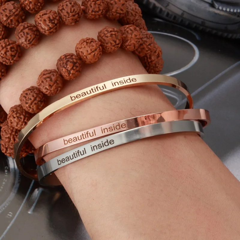 4MM Inspirational Bracelet Classic Jewelry Lettering beautiful inside Stainless Steel Cuff Bangle&Bracelet Jewelry
4MM Inspirational Bracelet Classic Jewelry Lettering beautiful inside Stainless Steel Cuff Bangle&Bracelet Jewelry