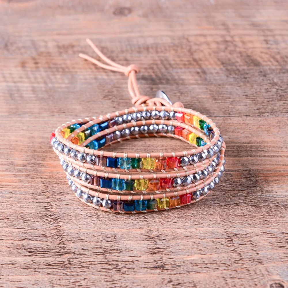 Chakra Bracelet Jewelry Handmade Leather Wrap Bracelet Multi Color Spare Crystal Beads Natural Stone Bracelet Mother's Day Gift
Chakra Bracelet Jewelry Handmade Leather Wrap Bracelet Multi Color Spare Crystal Beads Natural Stone Bracelet Mother's Day Gift