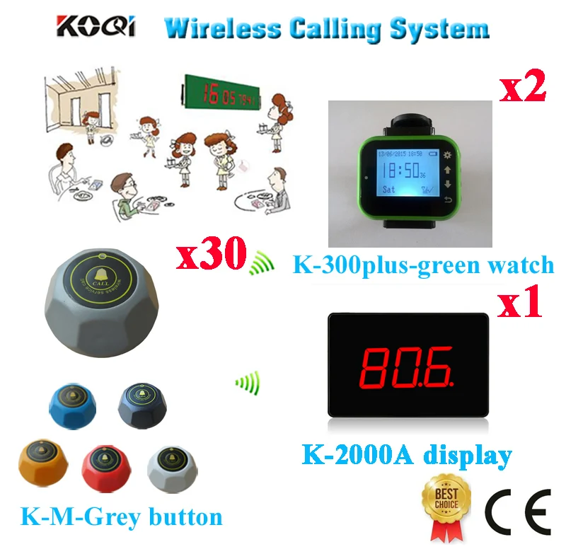 Wireless Service Calling System For Hotel Coffee Restaurant With Alphanumeric Full Set CE(1 display+2 watch+30 call button)
Wireless Service Calling System For Hotel Coffee Restaurant With Alphanumeric Full Set CE(1 display+2 watch+30 call button)