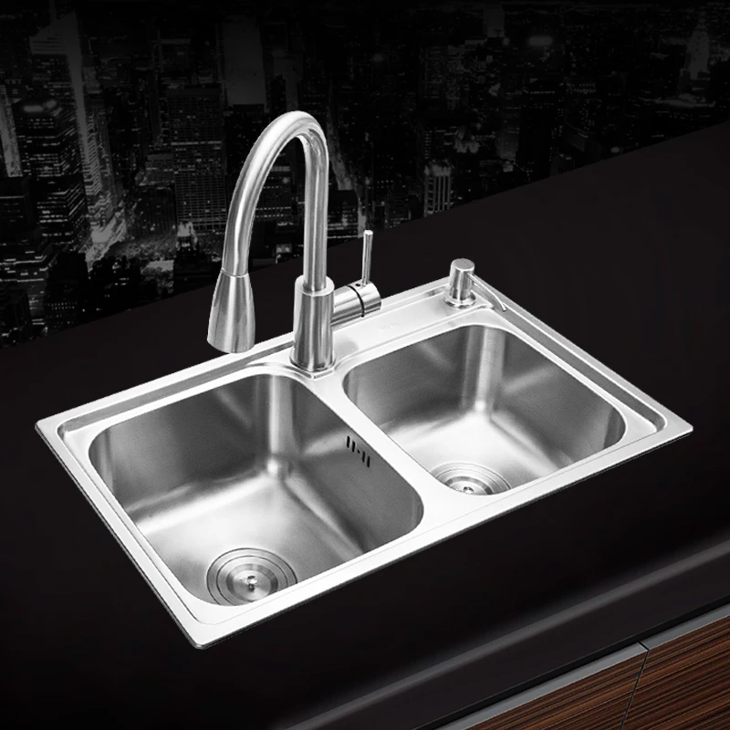 (680*390*220mm) 304 Stainless steel undermount kitchen sink set double Kitchen Sink+Strainer Set & Rinse Basket& Soap Dispenser
(680*390*220mm) 304 Stainless steel undermount kitchen sink set double Kitchen Sink+Strainer Set & Rinse Basket& Soap Dispenser
