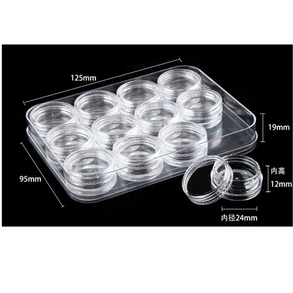 12 pcs Clear Top Plastic Boxes Jewelry Beads Pills Storage With 12 Round Containers Jar 125*95mm
12 pcs Clear Top Plastic Boxes Jewelry Beads Pills Storage With 12 Round Containers Jar 125*95mm