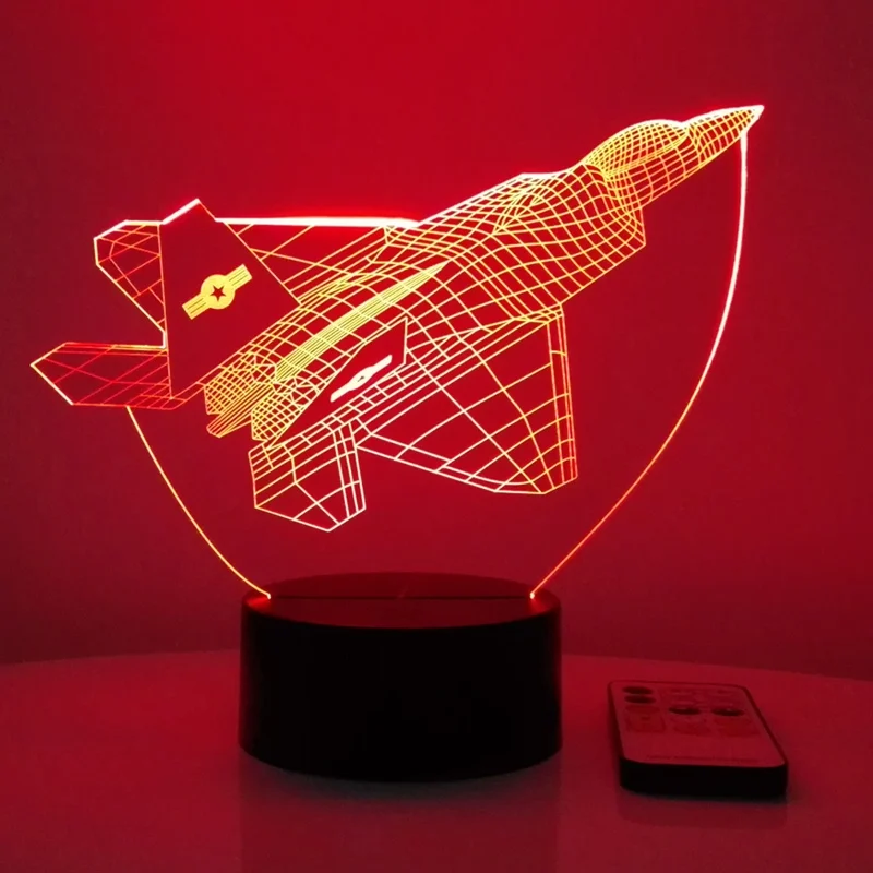 Hot 3D LED Night Light Fighter With 7 Colors For Home Decoration Table Lamp Amazing Visualization Optical Illusion Birthday Gift
Hot 3D LED Night Light Fighter With 7 Colors For Home Decoration Table Lamp Amazing Visualization Optical Illusion Birthday Gift