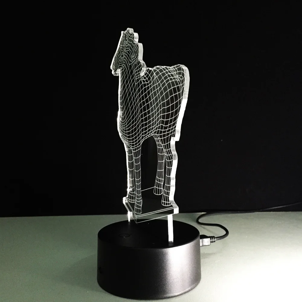 Лошадь лампа 3D Диммируемый ночник как творческие фестивальные подарки Домашний