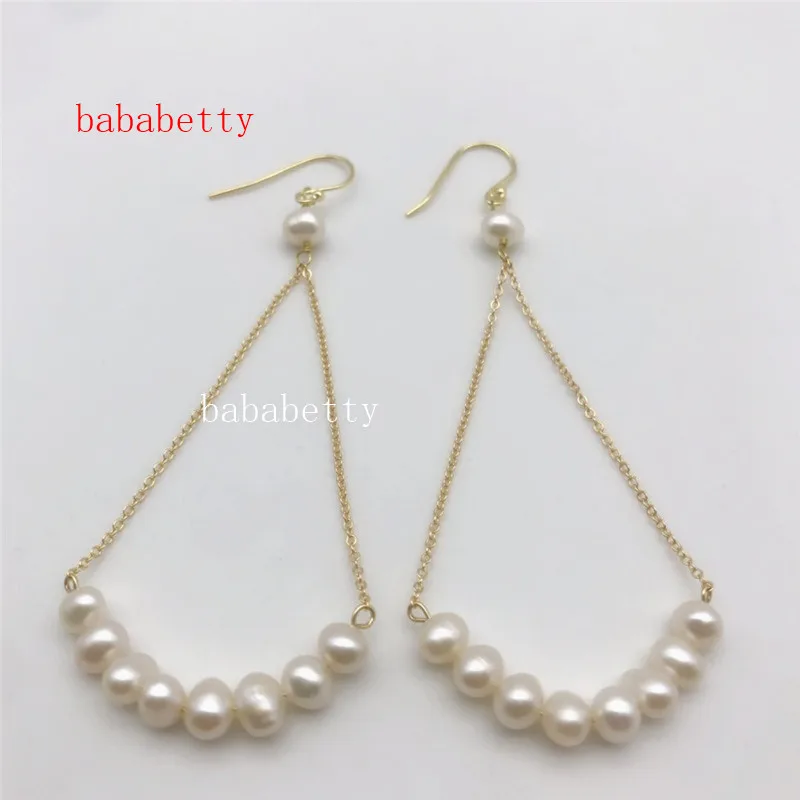 Fashion contracted New Natural Freshwater white Potato shape Pearl 5-6MM Handmade Swing Earrings
Fashion contracted New Natural Freshwater white Potato shape Pearl 5-6MM Handmade Swing Earrings