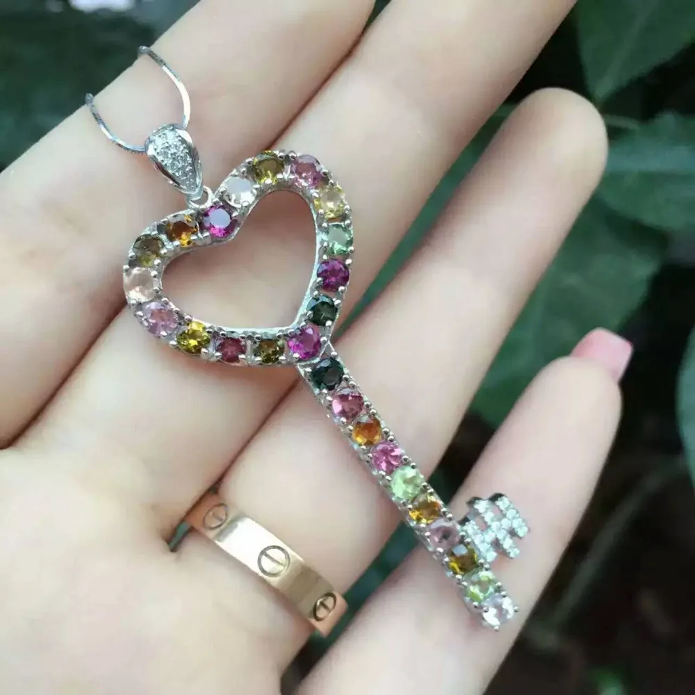natural multicolor tourmaline pendant S925 silver Natural gemstone Pendant Necklace trendy Elegant Big key women party jewelry
natural multicolor tourmaline pendant S925 silver Natural gemstone Pendant Necklace trendy Elegant Big key women party jewelry
