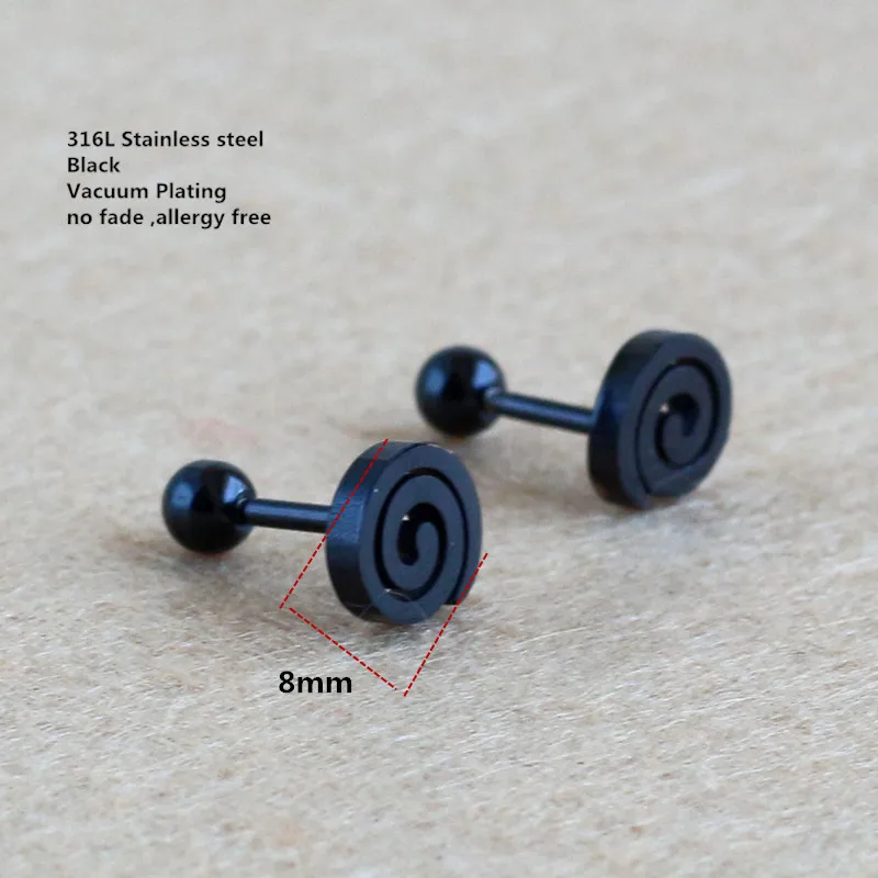Titanium Black Plated Screw-back 8mm Stud Earrings 316 L Stainless Steel No Fade No Allergy
Titanium Black Plated Screw-back 8mm Stud Earrings 316 L Stainless Steel No Fade No Allergy