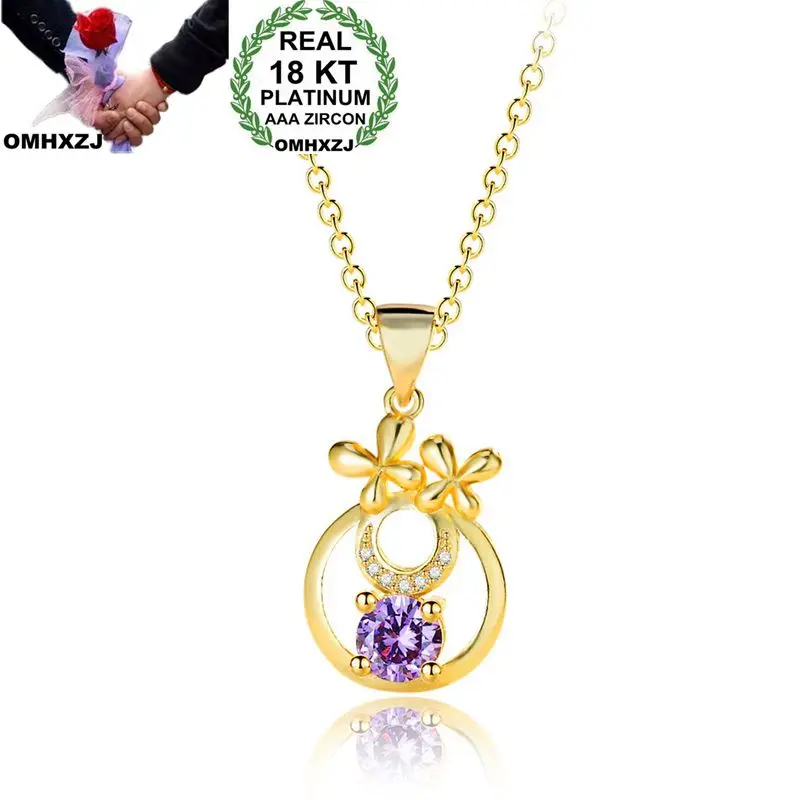 OMHXZJ Wholesale Personality Fashion OL Woman Girl Party Gift Gold Round Amethyst AAA Zircon 18KT Gold Pendant Necklace NC137
OMHXZJ Wholesale Personality Fashion OL Woman Girl Party Gift Gold Round Amethyst AAA Zircon 18KT Gold Pendant Necklace NC137