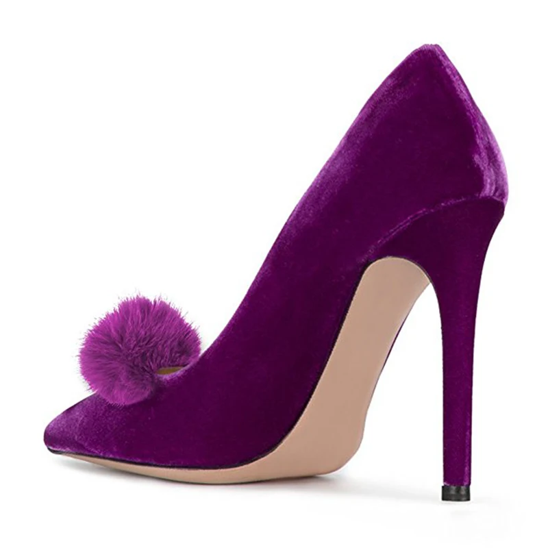 FSJ Fashion Wine Red Purple Stiletto Heels Pointy Toe Velvet Pumps Slip On Shoes Woman Fluffy Pom Party Evening Shoes Woman 11
FSJ Fashion Wine Red Purple Stiletto Heels Pointy Toe Velvet Pumps Slip On Shoes Woman Fluffy Pom Party Evening Shoes Woman 11