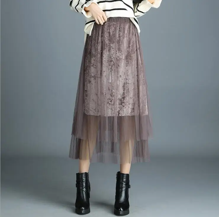 FOLOBE 2020 New Fashion Autumn Women Skirt Long Pleated Skirts Velvet Tulle Elastic High Waist Womens Midi Women Skirt BZ03
FOLOBE 2020 New Fashion Autumn Women Skirt Long Pleated Skirts Velvet Tulle Elastic High Waist Womens Midi Women Skirt BZ03