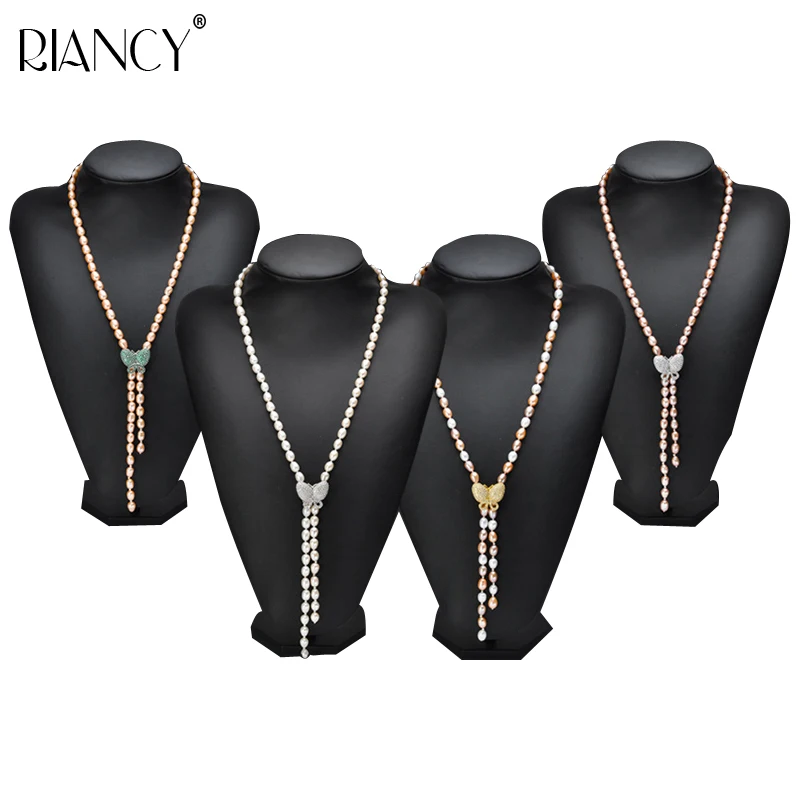 Женское ожерелье из серебра 925 пробы с натуральным жемчугом|jewelry long necklace|jewelry