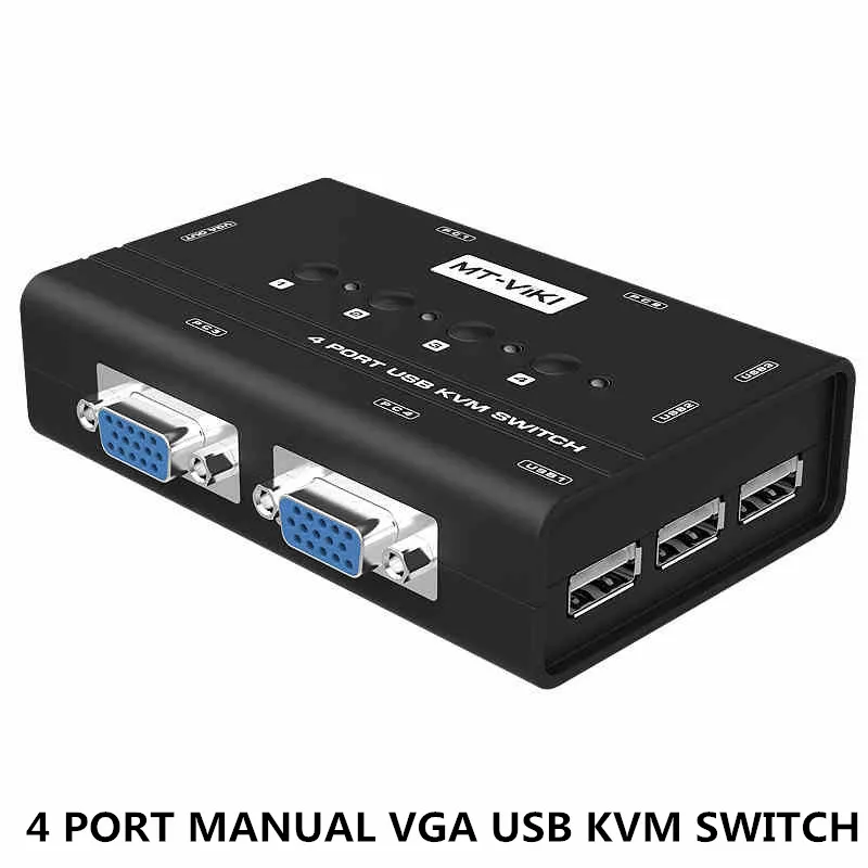 Mt-Viki 4 Port Manual VGA Switch KVM Switch with Original Cable 1 set of keyboard & mouse controls 4 computer MT-460KL
Mt-Viki 4 Port Manual VGA Switch KVM Switch with Original Cable 1 set of keyboard & mouse controls 4 computer MT-460KL