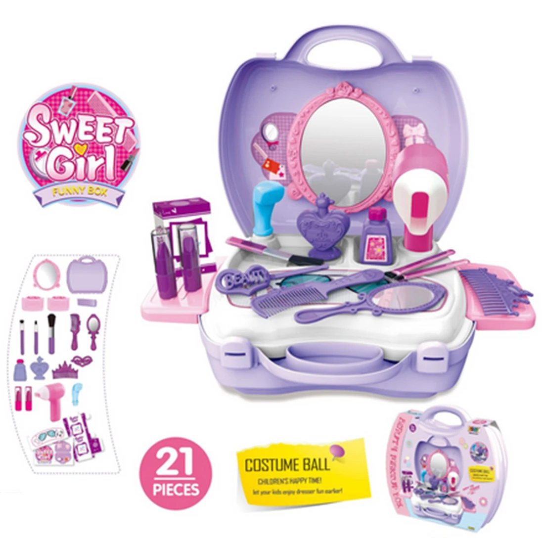 New 21pcs/set Children Beauty Kids Make Up Cosmetic Bag Carry Case Pretend Play Toys Hair Dryer Gift Set Children Girls Toys
New 21pcs/set Children Beauty Kids Make Up Cosmetic Bag Carry Case Pretend Play Toys Hair Dryer Gift Set Children Girls Toys