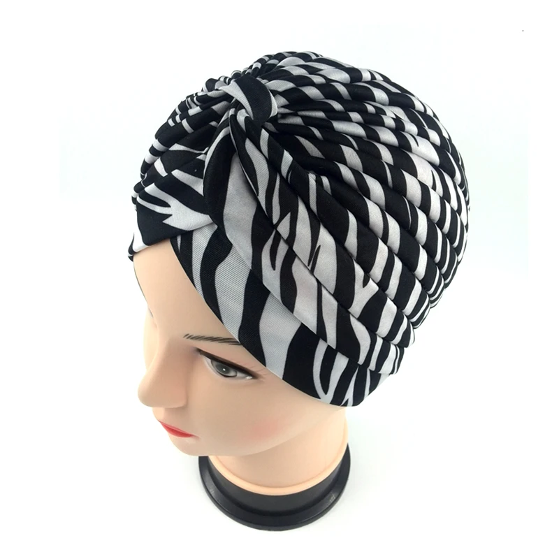 Зебра полосатый принт Мода Тюрбан банданы Новый головной шапочка для женщин