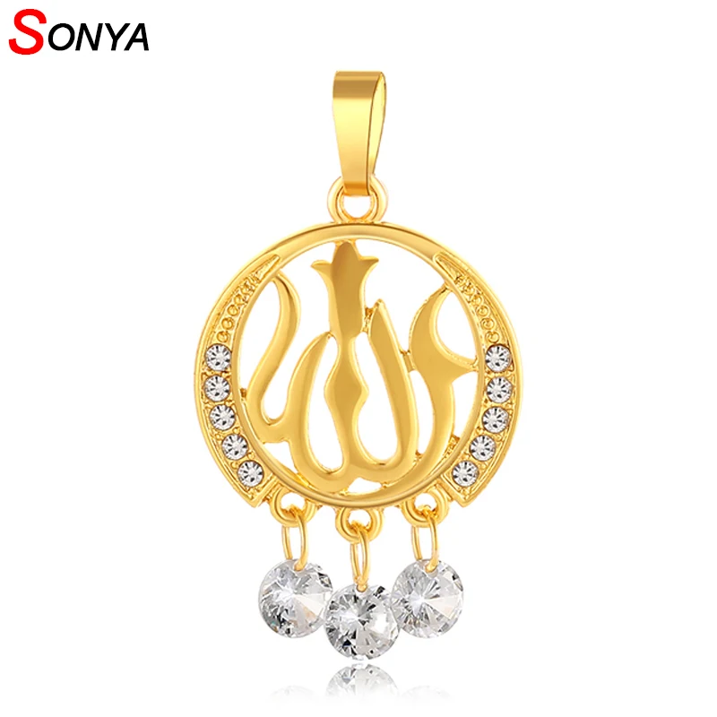 SONYA 10 шт./лот золотые цвета мусульманские амулеты фианиты круглые ожерелья с