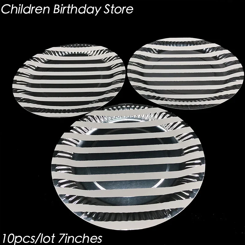 10pcs/lot Silver foil stripes disposable plates stripes theme birthday party decorations silver stripes Paper Plates
10pcs/lot Silver foil stripes disposable plates stripes theme birthday party decorations silver stripes Paper Plates