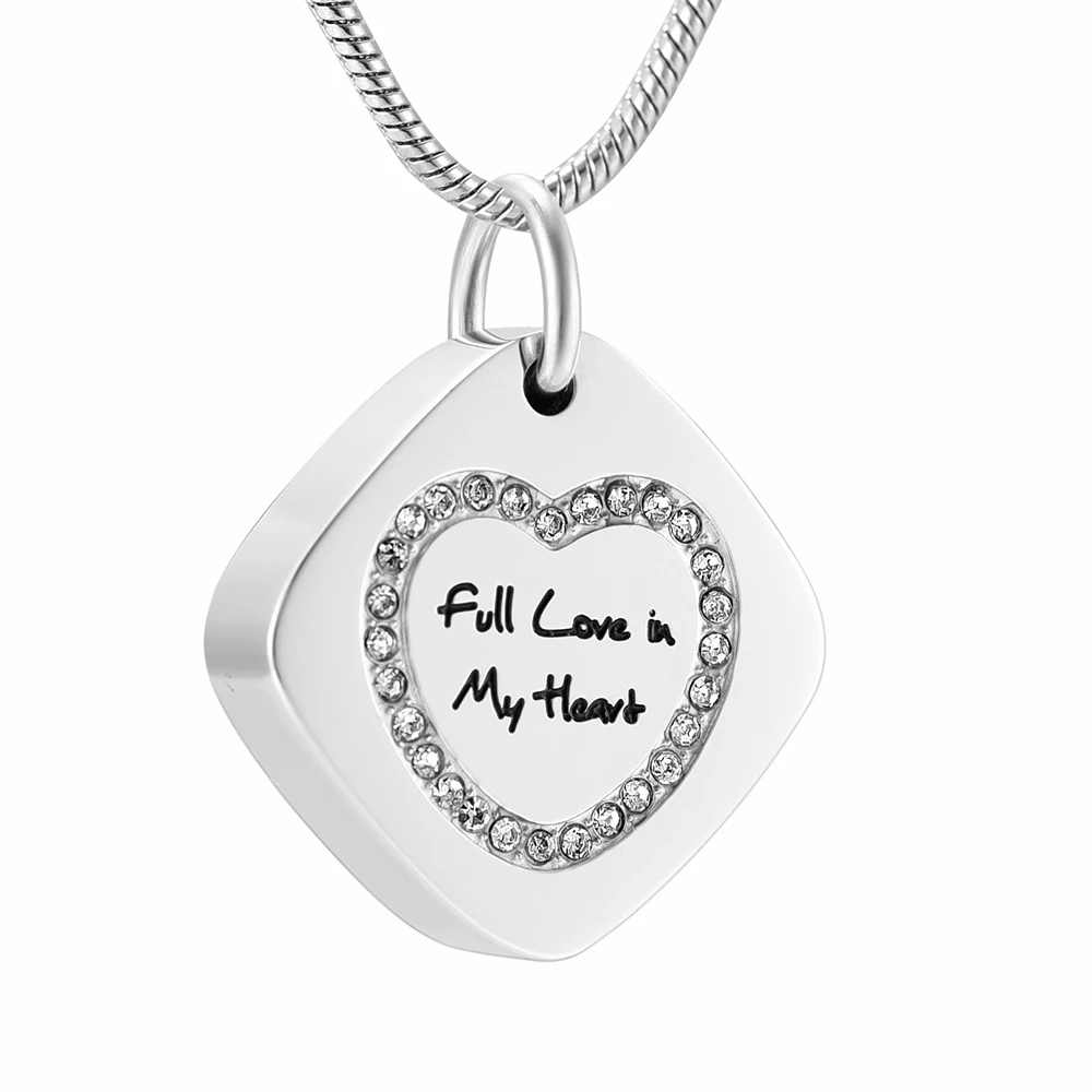 IJD9919 " Full Love in My Heart" Memorial Square Ash Keepsake Necklace Stainless Steel Cremation Urn Pendant Necklace Jewelry
IJD9919 " Full Love in My Heart" Memorial Square Ash Keepsake Necklace Stainless Steel Cremation Urn Pendant Necklace Jewelry
