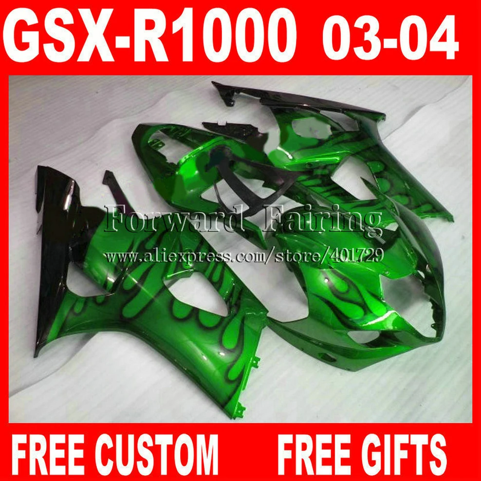 High grade Fairings for SUZUKI 2003 2004 GSXR1000 green black flames K3 fairing kits GSXR 1000 03 04 GSXR 1000 7 gifts IL684
High grade Fairings for SUZUKI 2003 2004 GSXR1000 green black flames K3 fairing kits GSXR 1000 03 04 GSXR 1000 7 gifts IL684