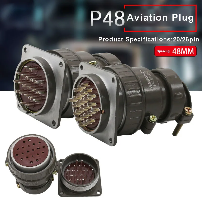 Aviation Connector P48 20pin 26pin Plug Socket P48K5Q P48K6Q 48MM Round Connectors for Automation Equipment
Aviation Connector P48 20pin 26pin Plug Socket P48K5Q P48K6Q 48MM Round Connectors for Automation Equipment
