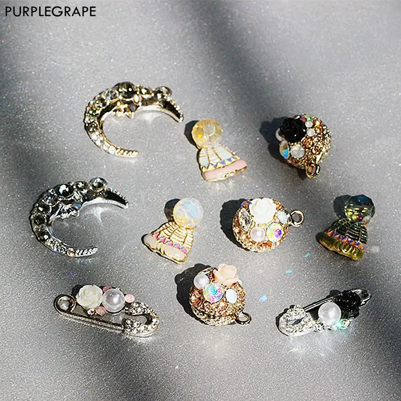 PURPLEGRAPE exquisite diamond alloy jewelry accessories DIY earrings moon pendant flower decoration ball material a pack of 2
PURPLEGRAPE exquisite diamond alloy jewelry accessories DIY earrings moon pendant flower decoration ball material a pack of 2