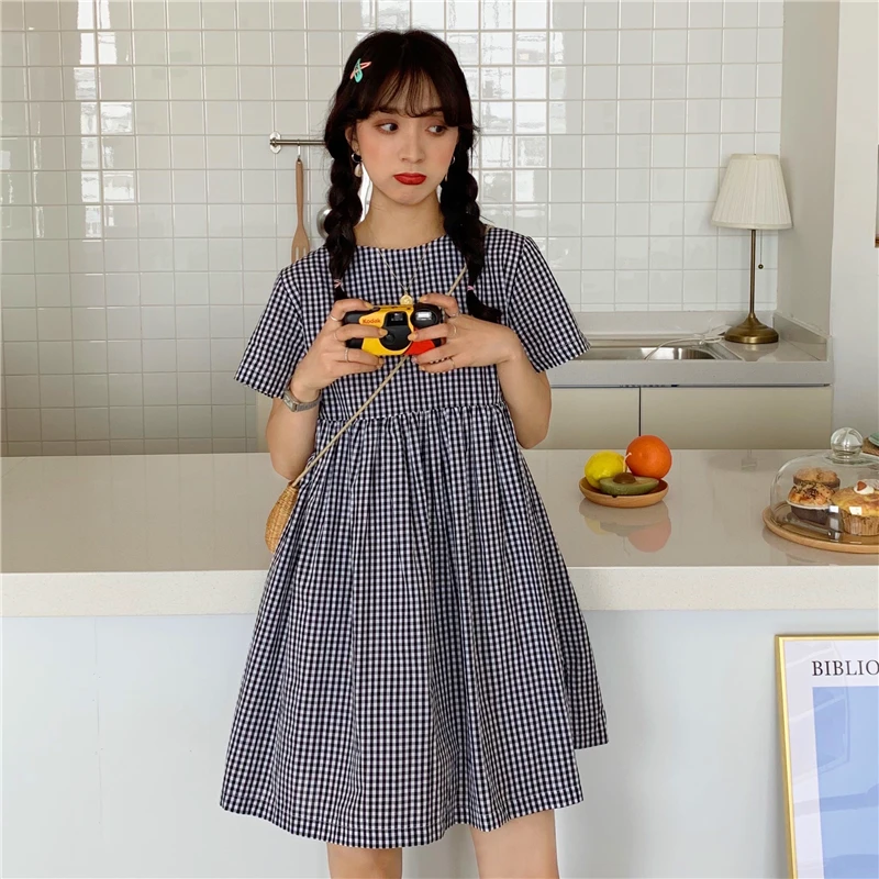 2019 Summer New Korean Sweet Fresh Plaid Teens Girls Short Sleeve Dress Round Neck A-line Student Dress
2019 Summer New Korean Sweet Fresh Plaid Teens Girls Short Sleeve Dress Round Neck A-line Student Dress