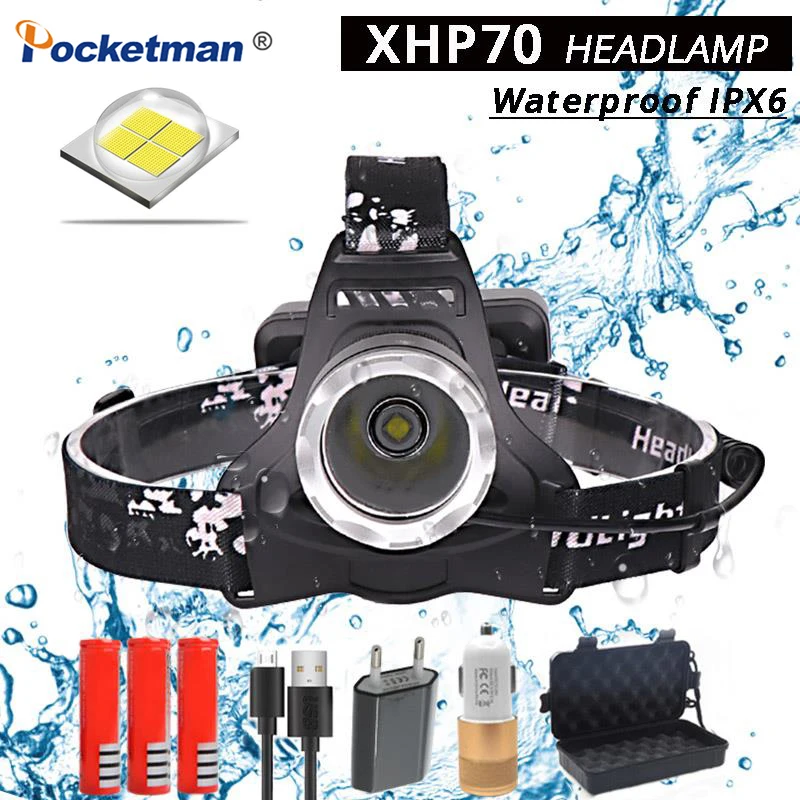 Самый яркий светодиодный налобный фонарь XHP70, водонепроницаемый супер яркий фонарь IPX6, мощный светодиодный фонарь с зарядкой от USB
Самый яркий светодиодный налобный фонарь XHP70, водонепроницаемый супер яркий фонарь IPX6, мощный светодиодный фонарь с зарядкой от USB