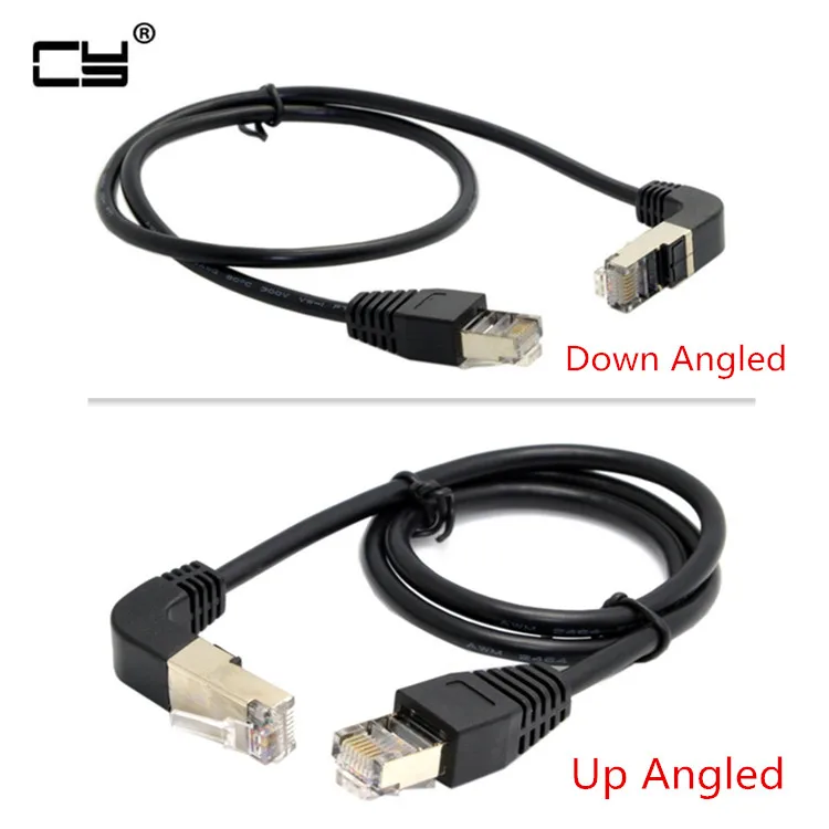 

Elbow Down Angled Cat5e 8P8C STP Cat5 Cat 5e RJ45 Lan Ethernet Network Patch Cord to Straight Cable Angled RJ45 0.5m 1m 2m 3m 5m
