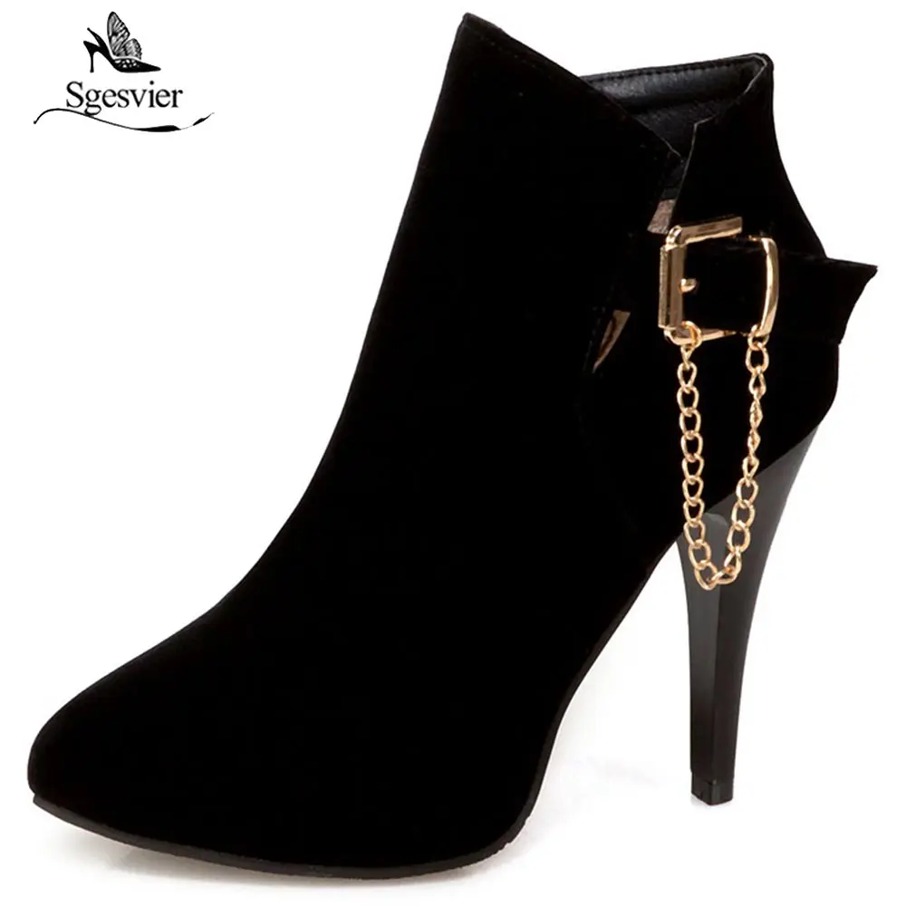 Sgesvier Women Boots High Heels Ankle Boots Short Plush Pointed Toe Motorcycle Boots Fashion Sexy Winter Plus Size 31-50 OX483
Sgesvier Women Boots High Heels Ankle Boots Short Plush Pointed Toe Motorcycle Boots Fashion Sexy Winter Plus Size 31-50 OX483