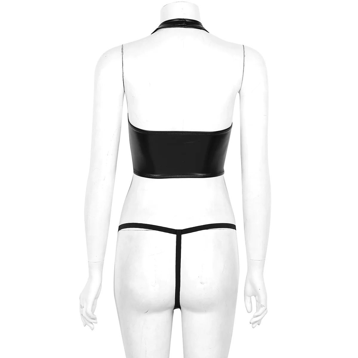 Women Sexy Lingerie Set Faux Leather Lace Up Halter Crop Top with Mini String Thong Sissy Night Party Sexy Clubwear Costumes
Women Sexy Lingerie Set Faux Leather Lace Up Halter Crop Top with Mini String Thong Sissy Night Party Sexy Clubwear Costumes