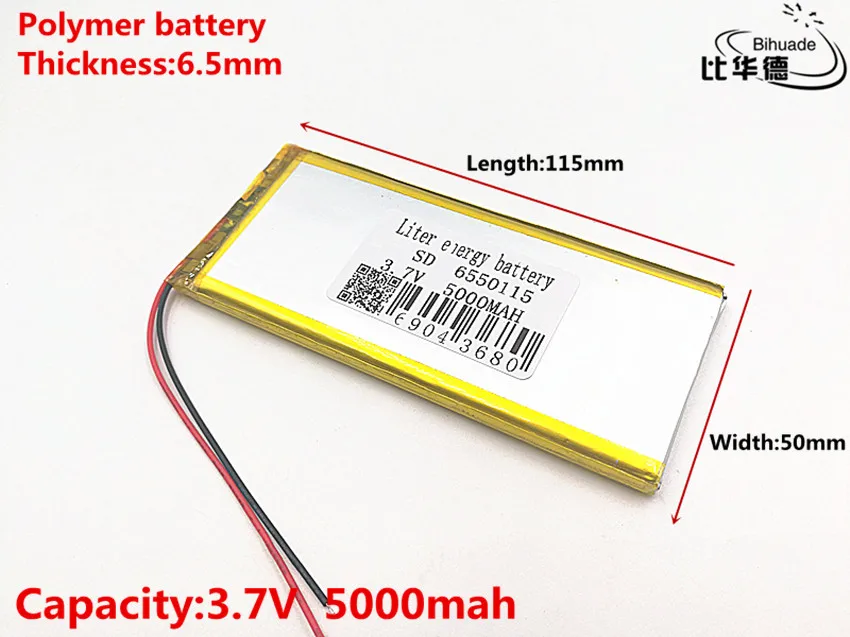 3.7V,5000mAH,6550115 Polymer lithium ion / Li-ion battery for TOY,POWER BANK,GPS,mp3,mp4
3.7V,5000mAH,6550115 Polymer lithium ion / Li-ion battery for TOY,POWER BANK,GPS,mp3,mp4