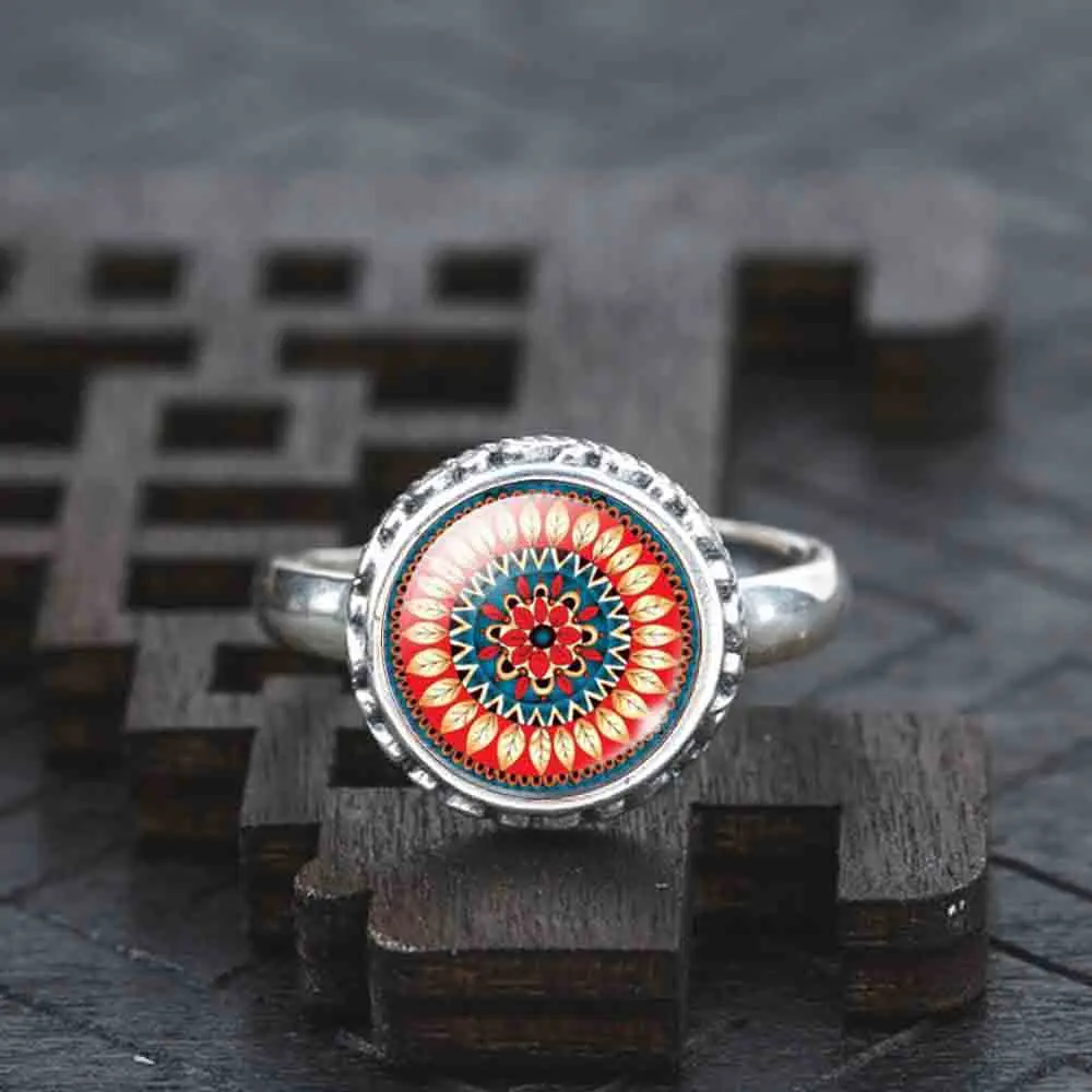 Buddhism OM Symbol India Mandala Flower Real Solid 925 Sterling Silver Ring Zen Picture Glass Cabochon Ring Choker Glass Ring
Buddhism OM Symbol India Mandala Flower Real Solid 925 Sterling Silver Ring Zen Picture Glass Cabochon Ring Choker Glass Ring