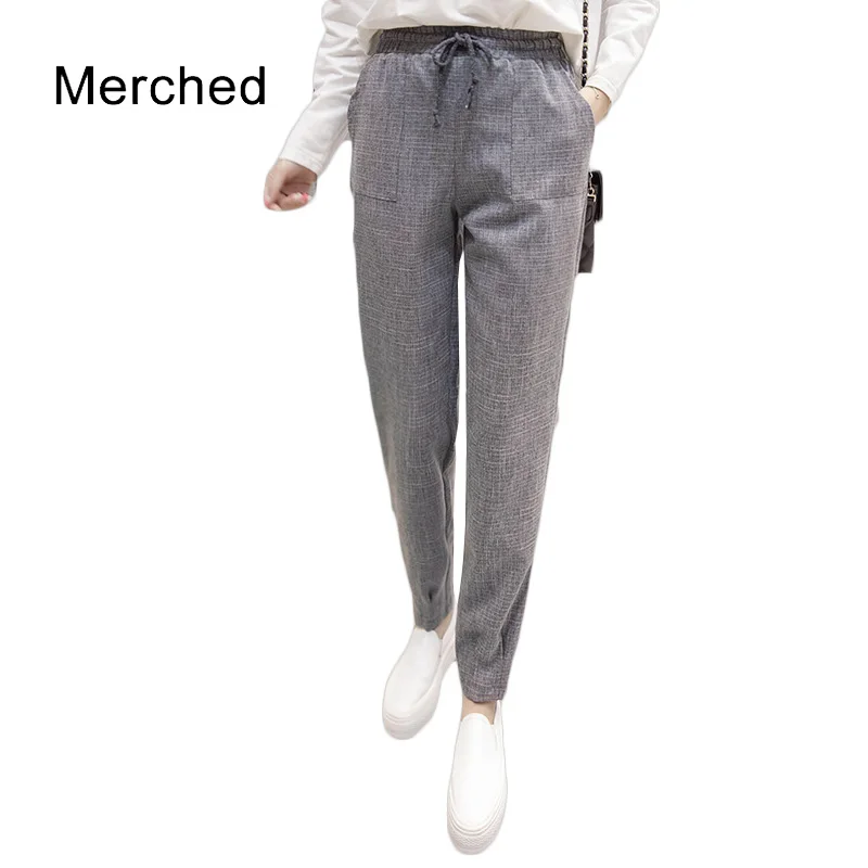 Merched Высокая талия карманы Штаны Женские повседневные короткие шаровары Pantalon