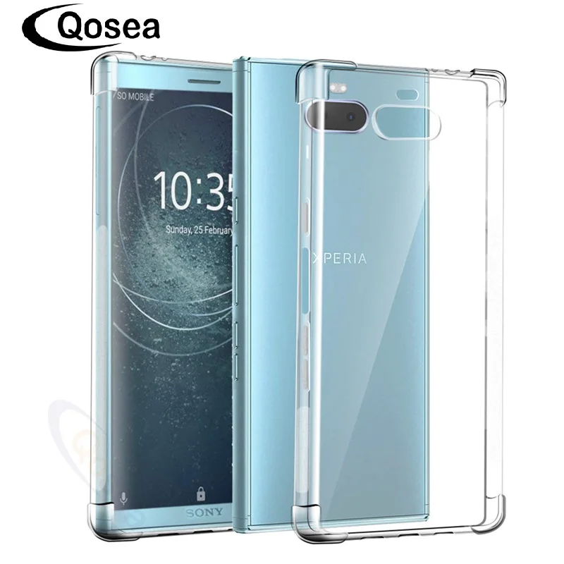 Qosea для sony Xperia 10 чехол четыре угла силиконовый мягкий ТПУ Прозрачный ударопрочный