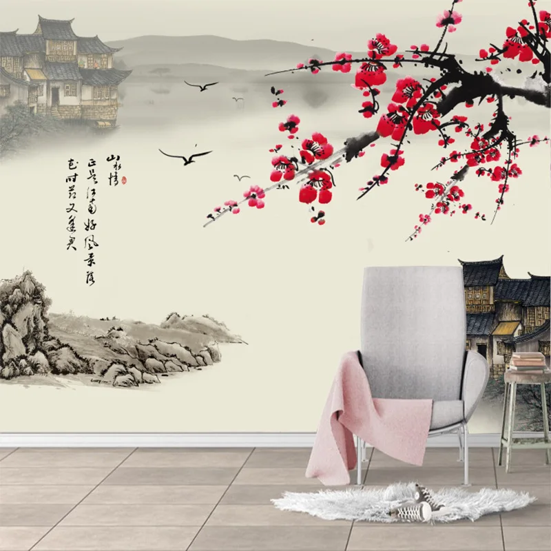 Custom Chinese wash painting 3D wallpaper seamless wall painting mural non-woven ink peach antique style living room bedroom TV
Custom Chinese wash painting 3D wallpaper seamless wall painting mural non-woven ink peach antique style living room bedroom TV
