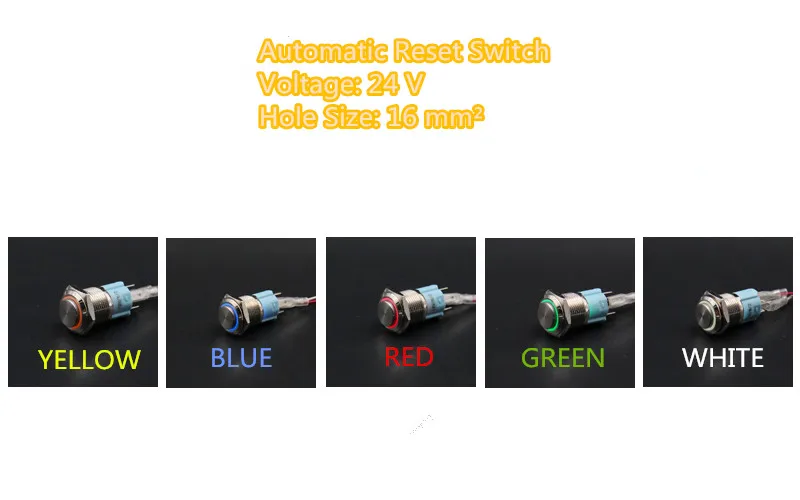 1PCS/LOT YT1069B 16 mm Metal Push Button Switch Automatic Reset Switch With 5 Colors LED 24V Convexity Free Shipping
1PCS/LOT YT1069B 16 mm Metal Push Button Switch Automatic Reset Switch With 5 Colors LED 24V Convexity Free Shipping